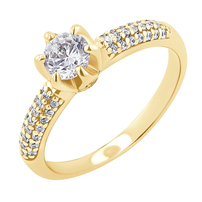 Zlatý zásnubný prsteň s 0.60ct GIA certifikovaným diamantem Lineas