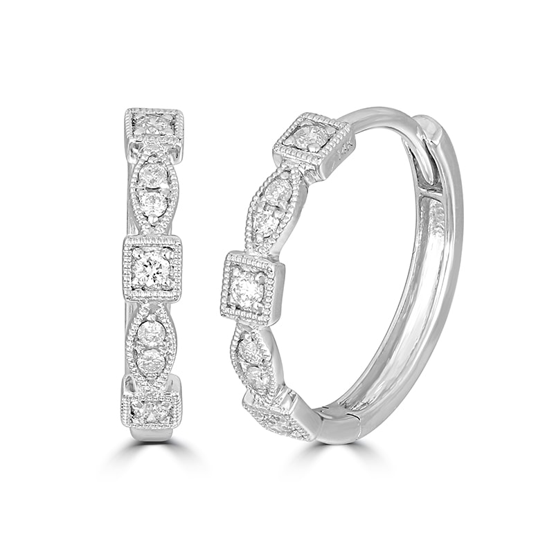 Zlaté kruhové náušnice s diamantmi Quinn