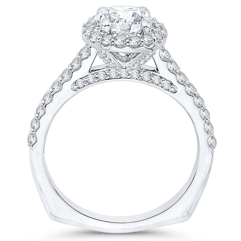 Zlatý zásnubný prsteň v halo štýle s diamantmi 46253