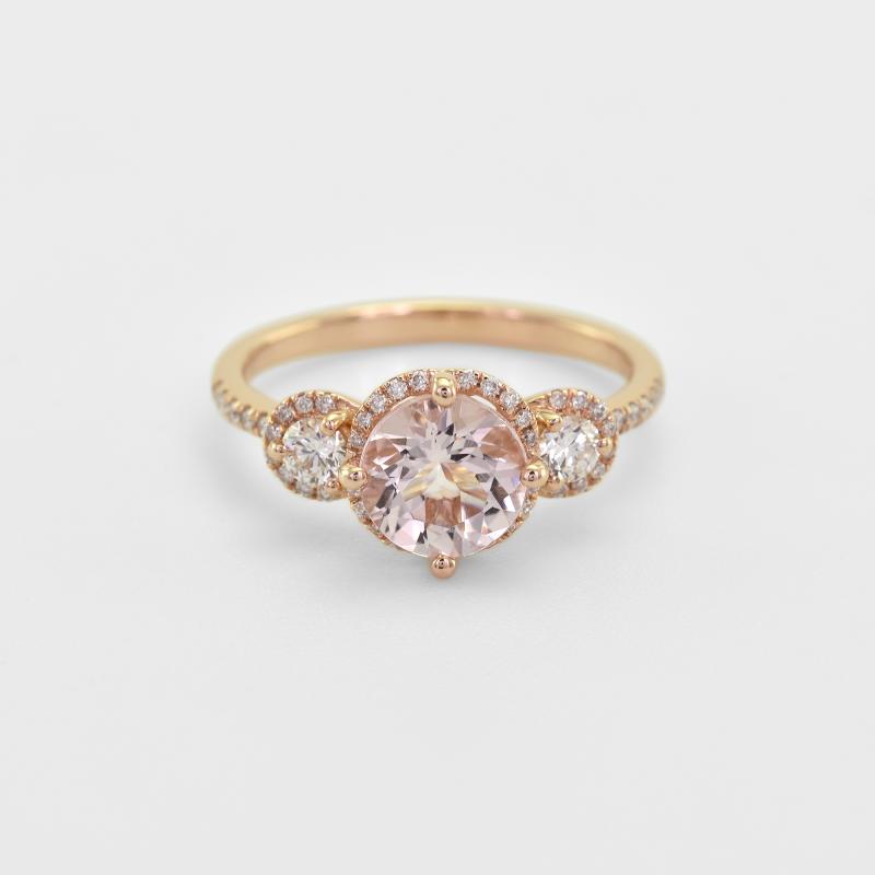 Prsteň s morganitom a diamantmi 48283