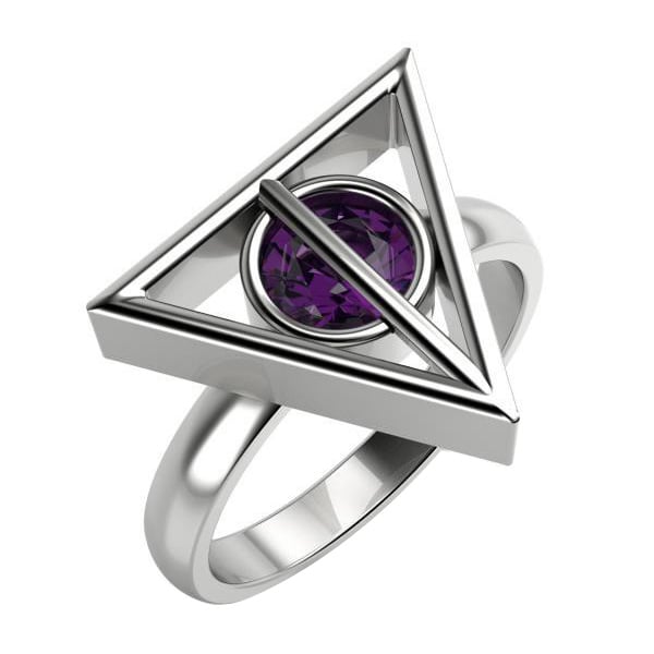Magický prsteň z bieleho zlata s ametystom