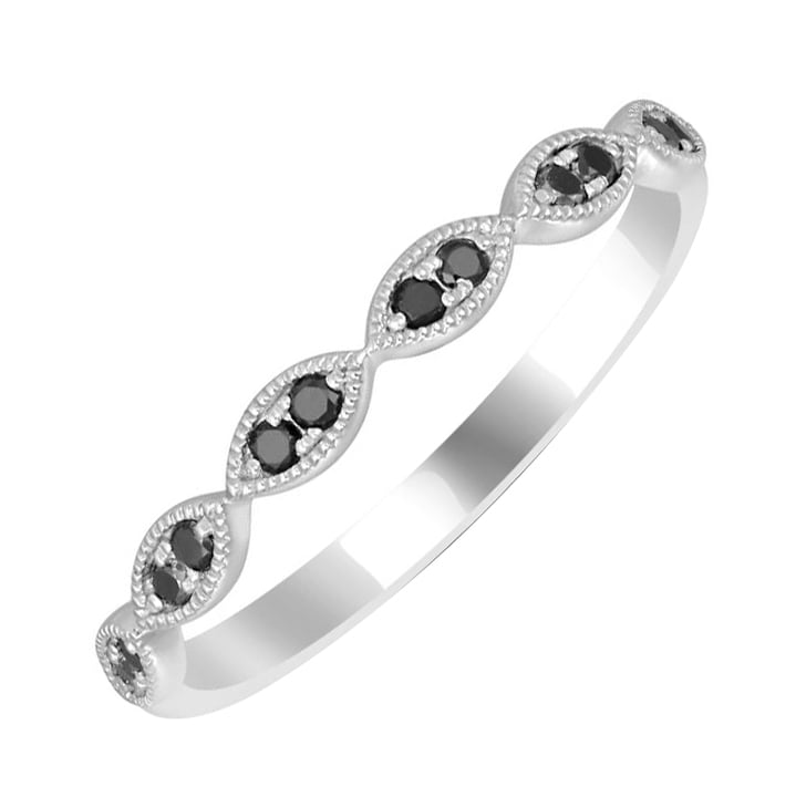 Nežný eternity prsteň zo zlata s černymi diamantmi 59593
