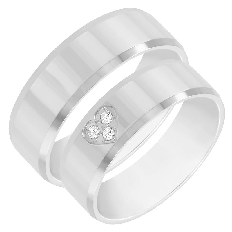 Svadobné obrúčky zo srdcom a diamantmi 60533