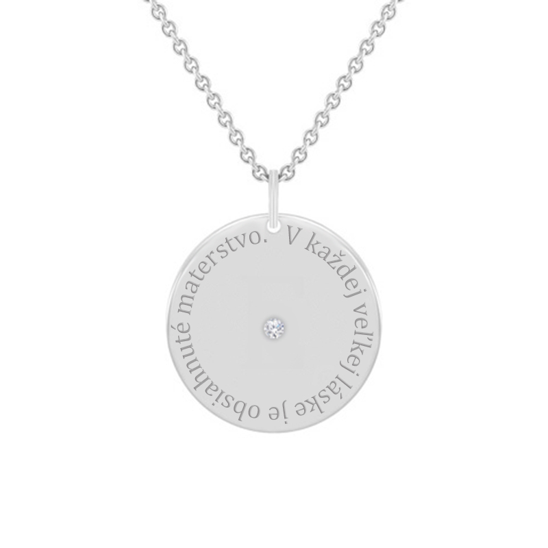 Strieborný prívesok s citátom a diamantom Cara 99783
