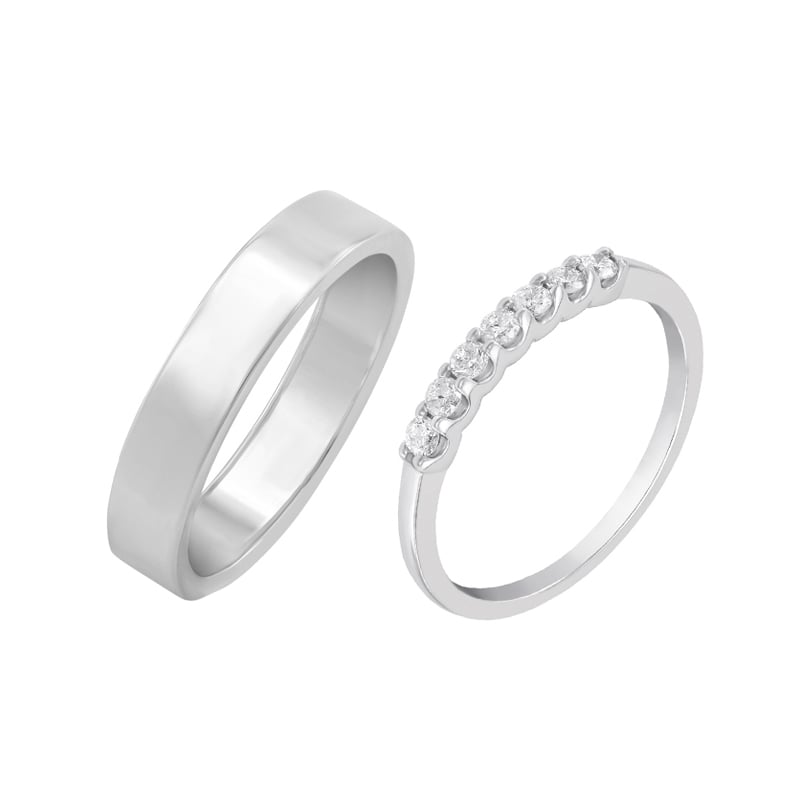 Eternity obrúčka s lab-grown diamantmi a pánsky plochý prsteň Virve
