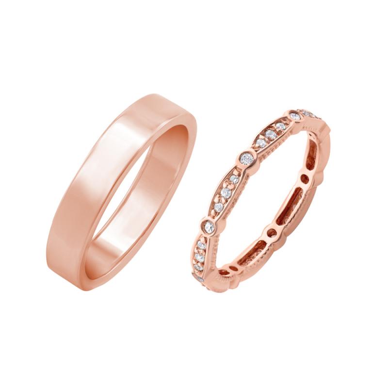 Eternity prsteň s lab-grown diamantmi a pánsky plochý prsteň Frost
