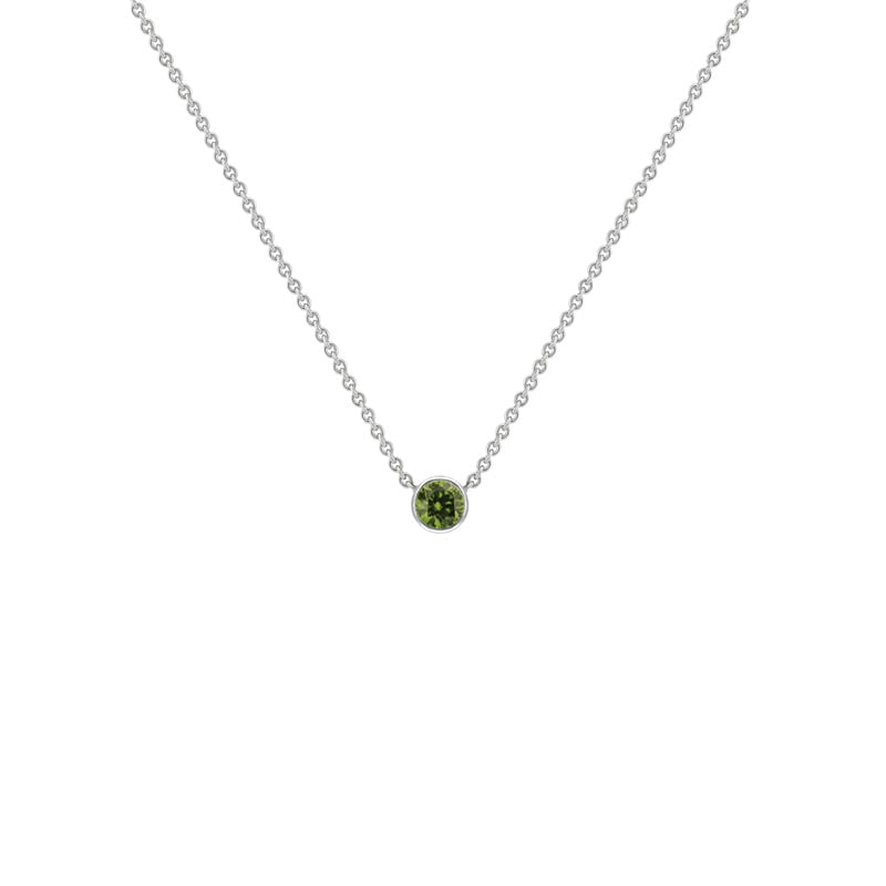 Strieborný minimalistický náhrdelník so zeleným diamantom Vieny