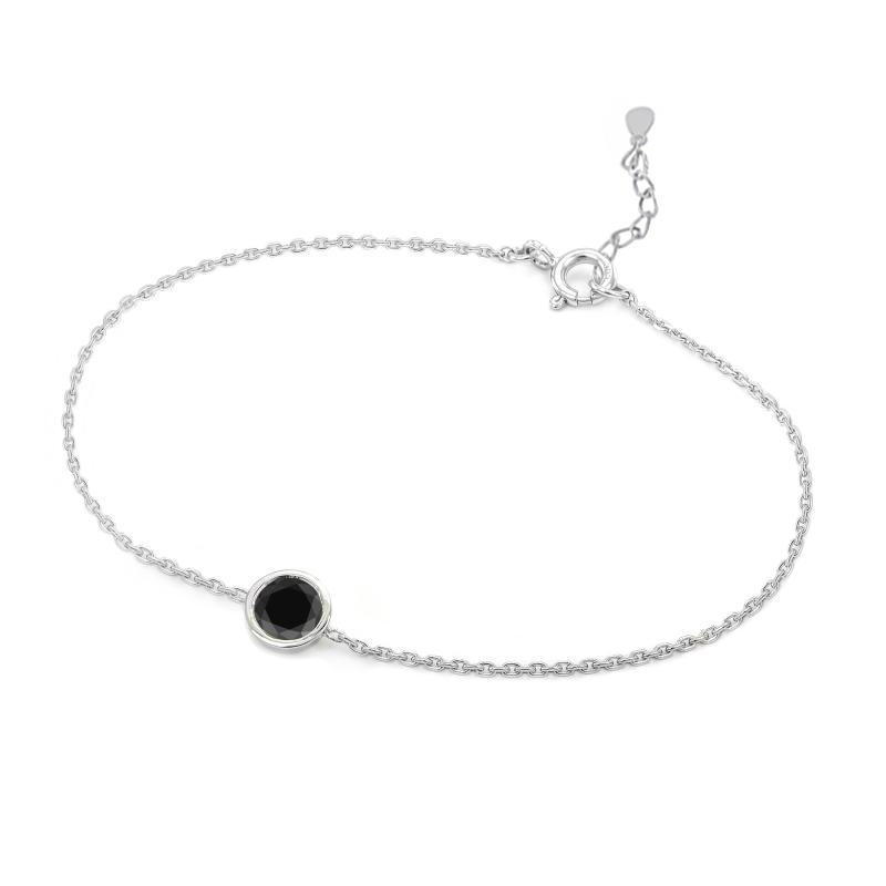 Strieborný náramok s čiernym diamantom Rollie 104934