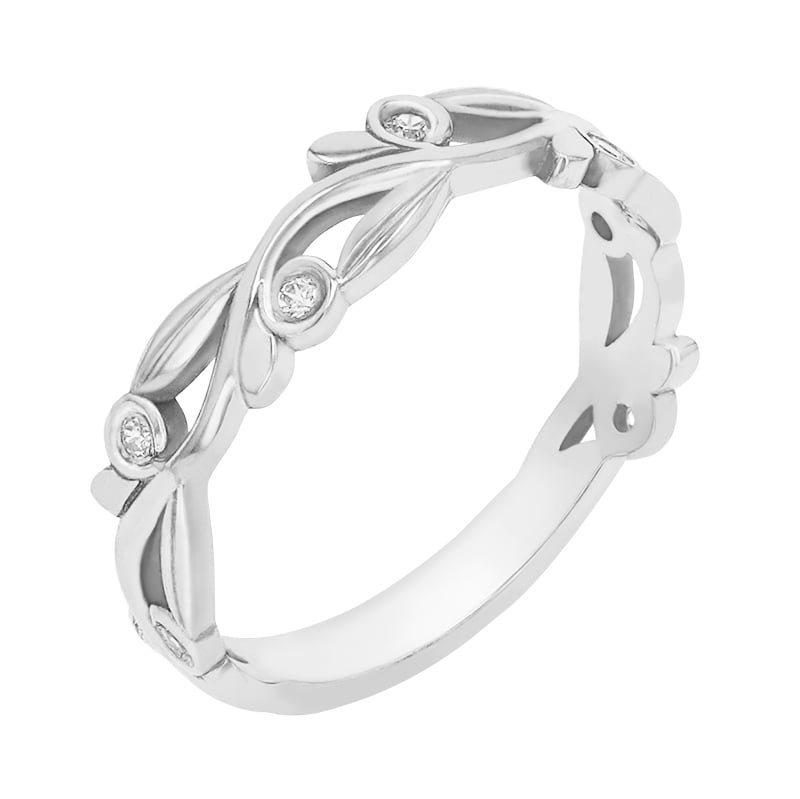 Jemný prsteň s dizajnom lístkov s lab-grown diamantmi Benton