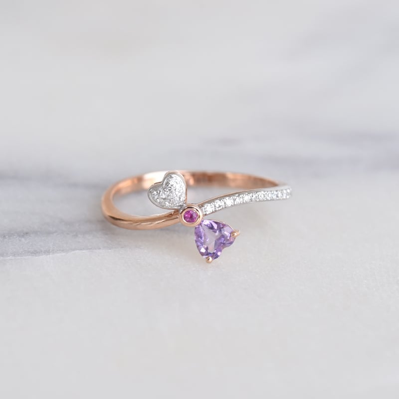 Roztomilá kolekcia šperkov s ametystmi, zafírmi a diamantmi Padilla 106244