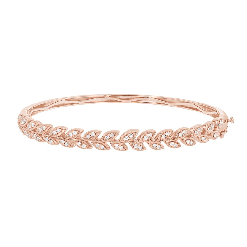 Elegantný náramok s trblietavými diamantmi z ružového zlata 107964