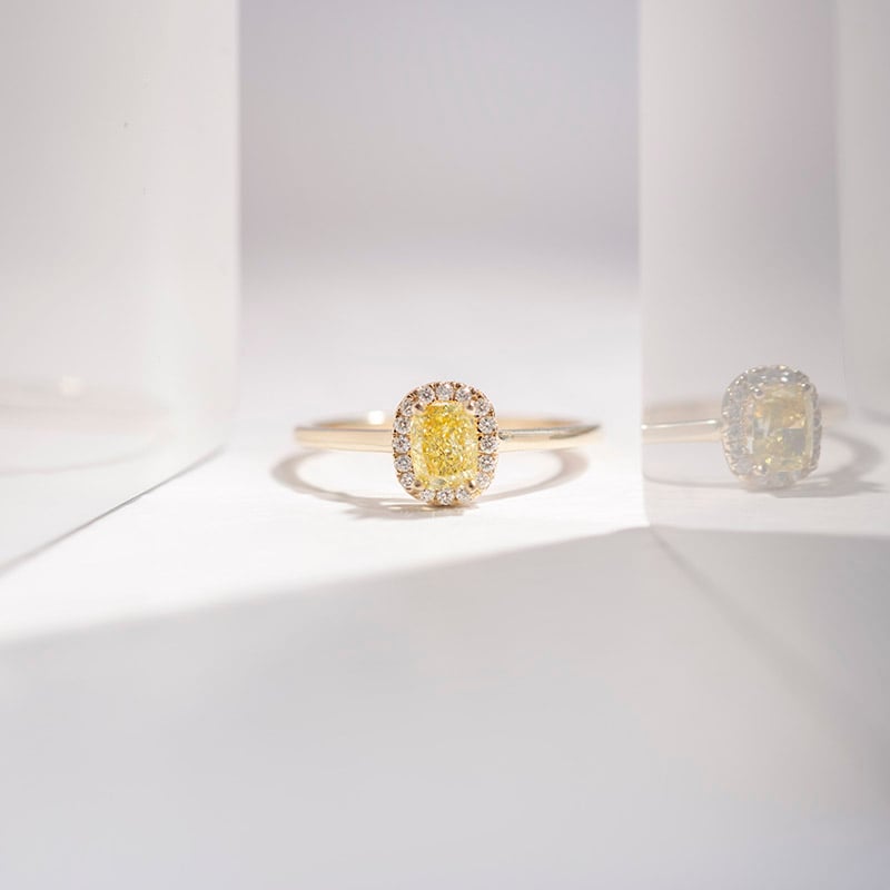 Zásnubný prsteň s 0.46ct IGI certifikovaným žltým lab-grown diamantom Velia 111344