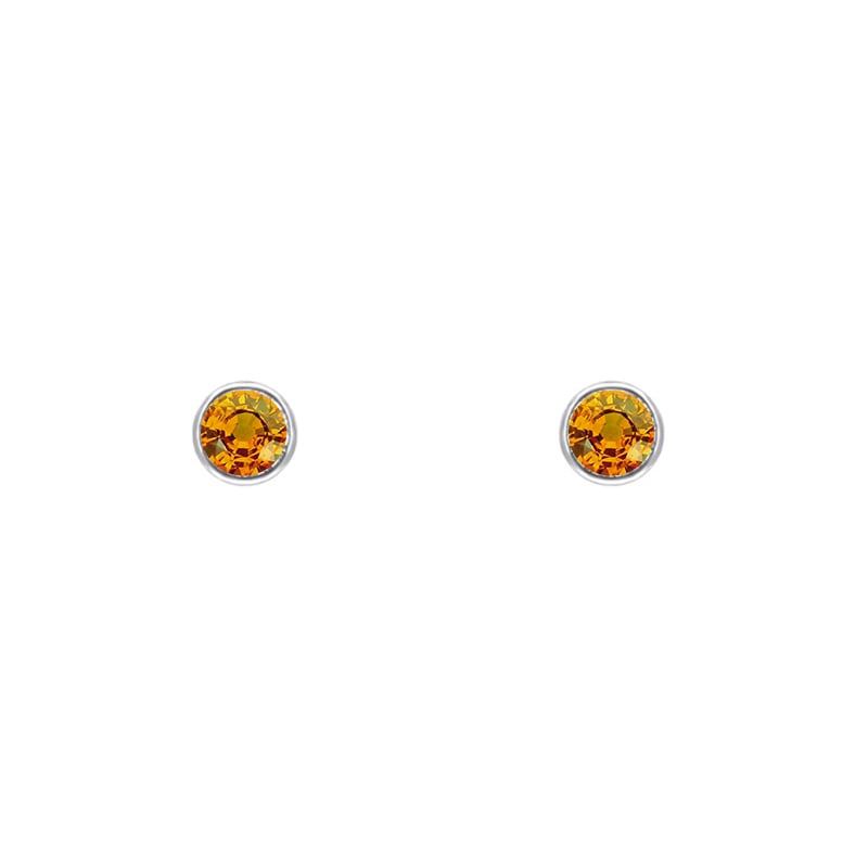 Strieborné bezel náušnice s padparadscha zafírmi Viosa