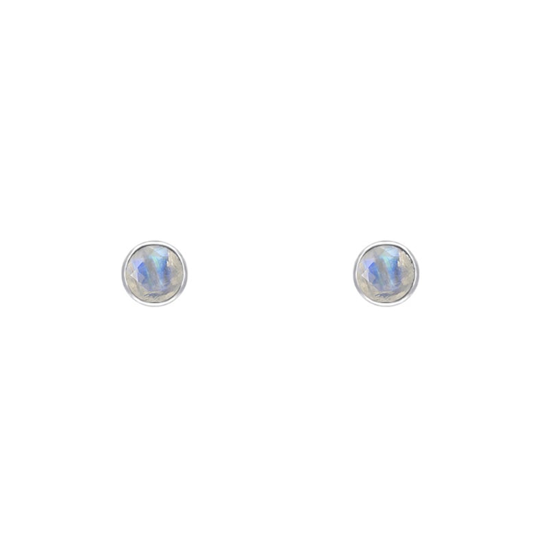 Minimalistické bezel náušnice s mesačnými kameňmi Viosa