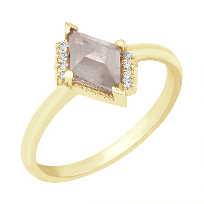 Prsteň lozenge so salt and pepper diamantom a lab-grown diamantmi Dalton 126244