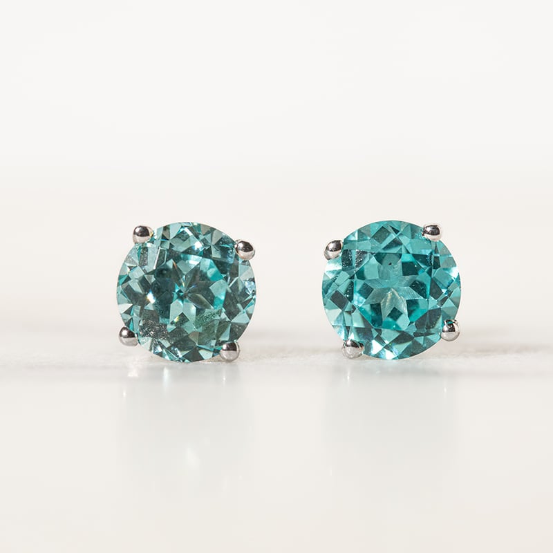 Zlaté náušnice s okrúhlym lab-grown paraiba turmalínom Eloa 136844