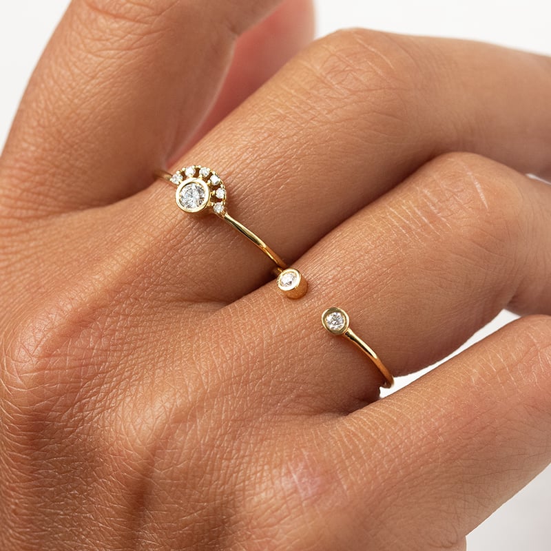 Half halo strieborný prsteň s lab-grown diamantmi Tiege 138954