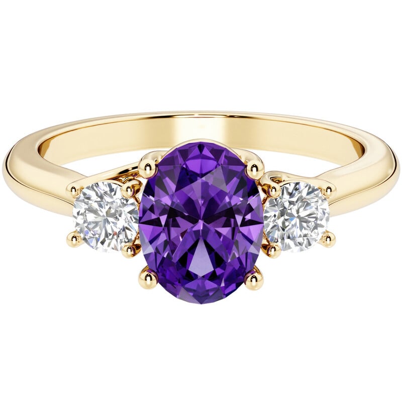 Zásnubný prsteň s ametystom a lab-grown diamantmi Brink 146394