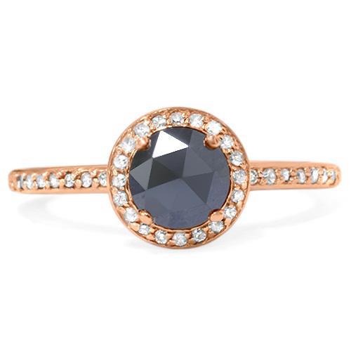 Zlatý prsteň s čiernym diamantom a diamantmi 2694