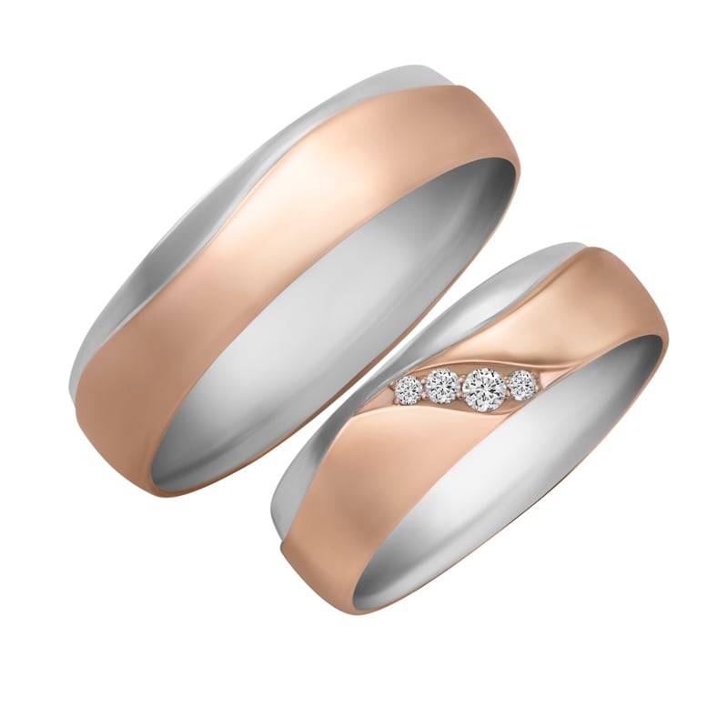 Svadobné obrúčky z ružového a bieleho zlata s diamantmi Orphne