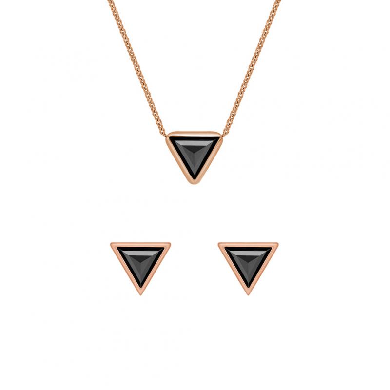 Zlatá kolekcia šperkov s čiernymi triangle diamantmi Ofrea 40204