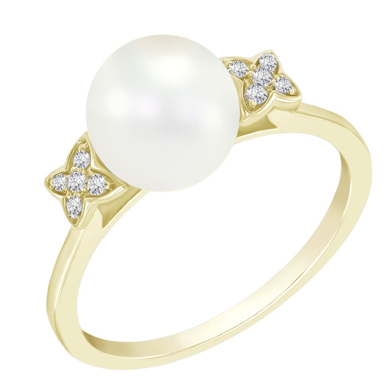 Perlový prsteň s diamantmi 48424