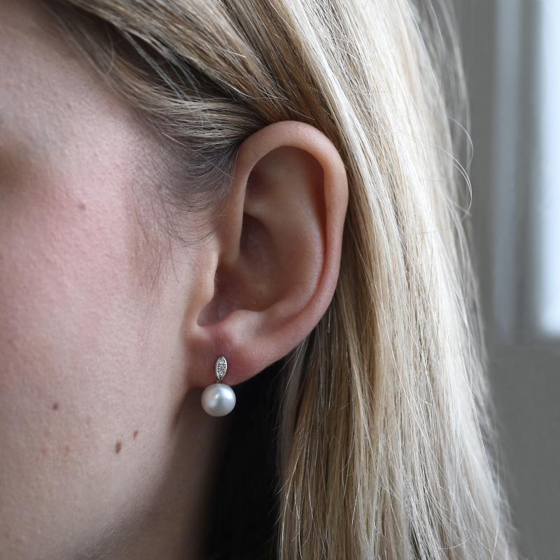 Perlové náušnice s diamantmi zo zlata 50184