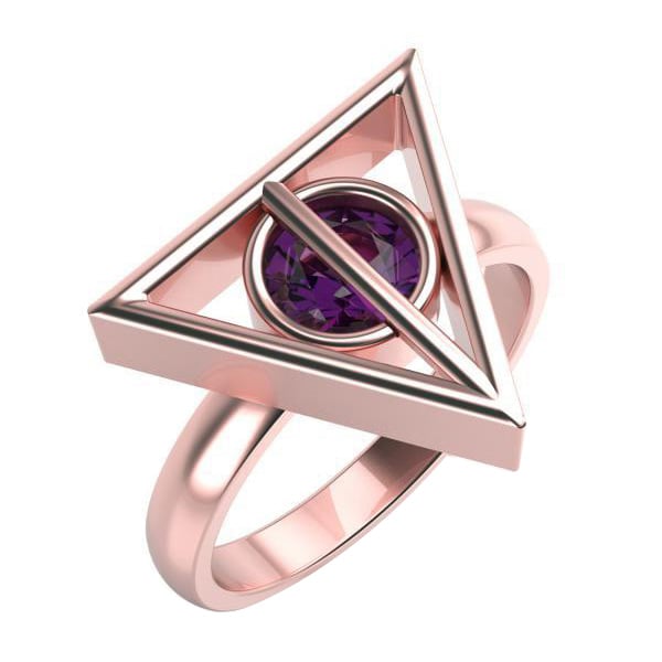 Magický prsteň z bieleho zlata s ametystom 59444