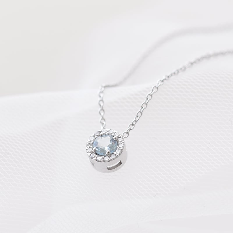 Halo prívesok s akvamarínom a diamantmi Usara