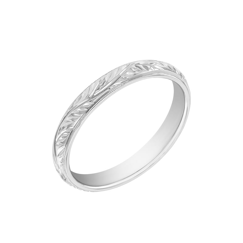 Platinové vintage svadobné prstene s romantickým gravírem 69084