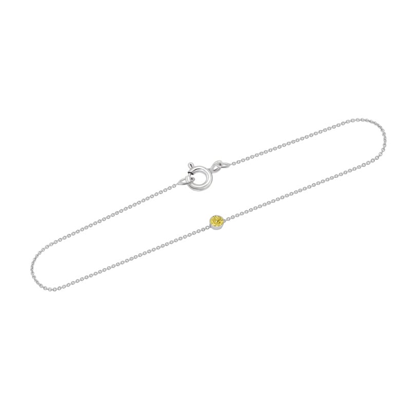 Platinový minimalistický náramok so žltým diamantom Lepio