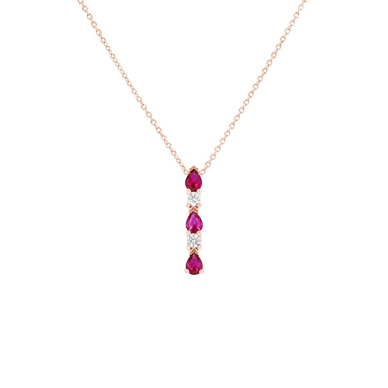 Elegantný náhrdelník s diamantmi a rubínmi z ružového zlata 79694