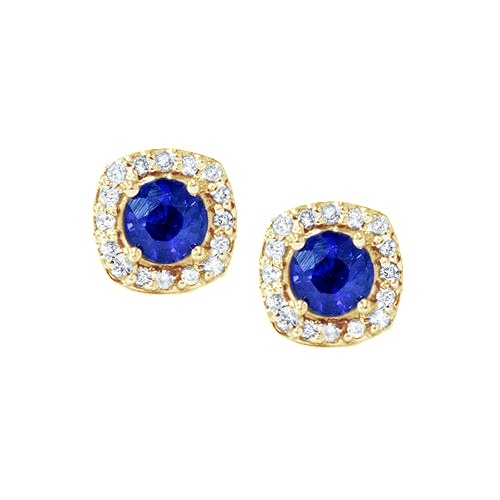 Zlaté náušnice so zafíry a diamantmi 80444
