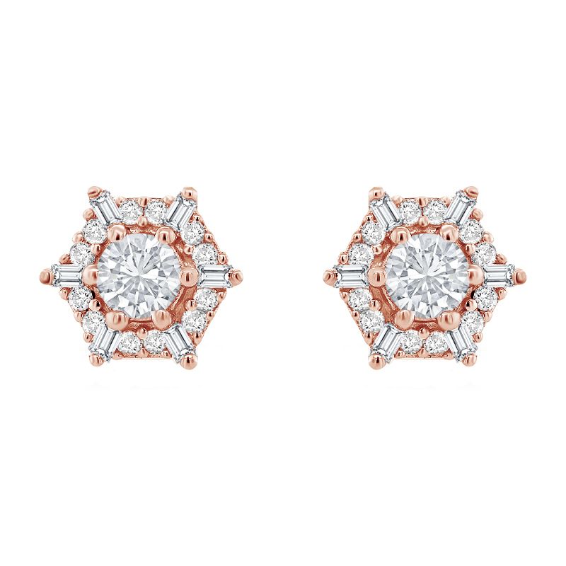 Diamantové náušnice v tvare hexagon 94874