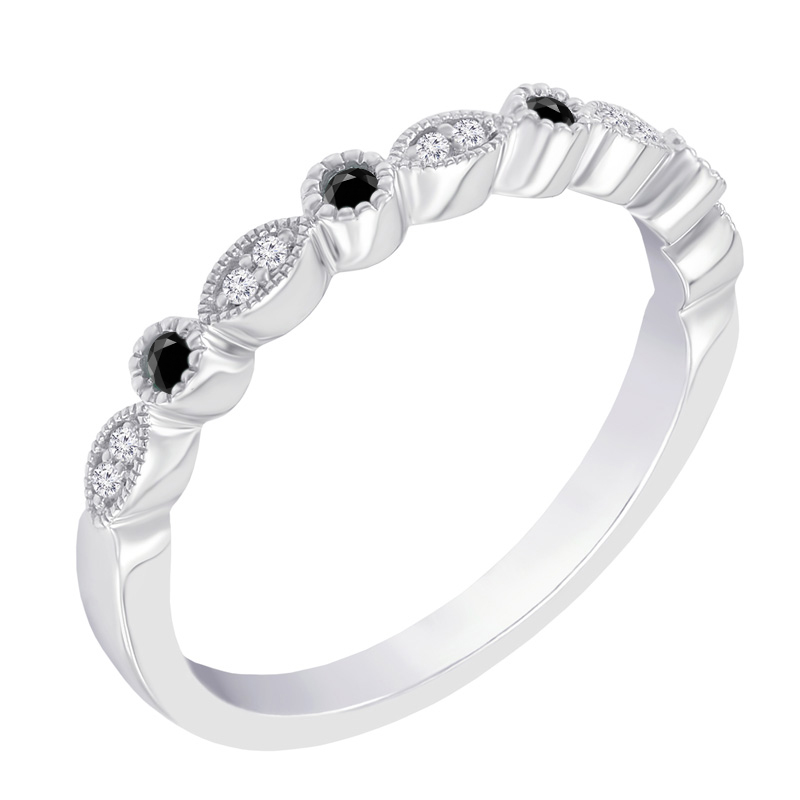 Eternity prsteň s čiernymi a bielymi diamantmi Pedro 99304