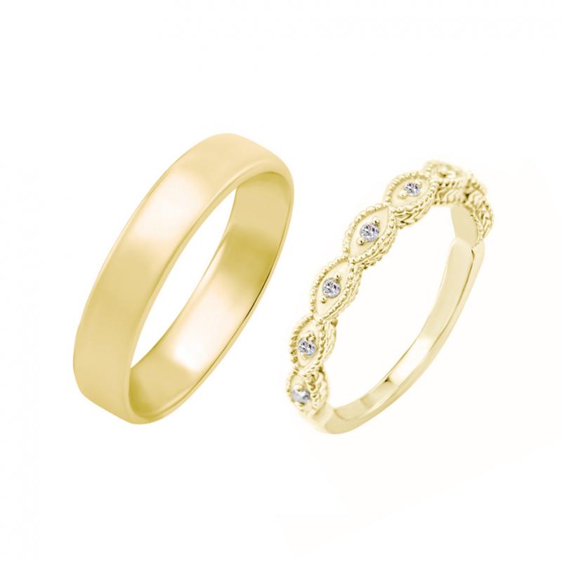 Eternity prsteň s lab-grown diamantmi a pánsky komfortný prsteň Tilly 102325