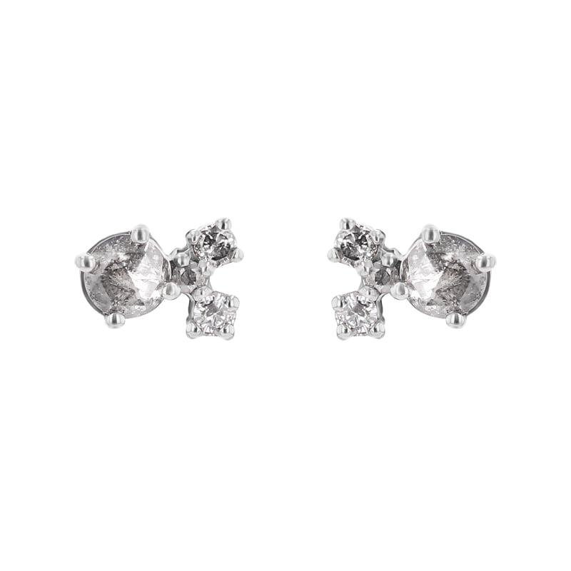 Cluster náušnice so salt and pepper diamantmi Kerrie 102495