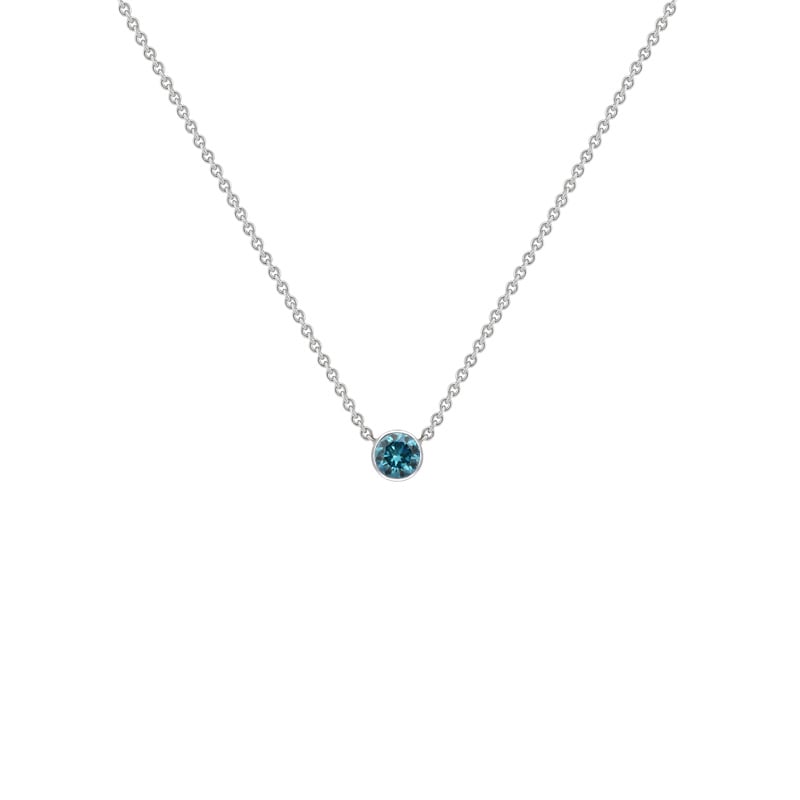 Strieborný minimalistický náhrdelník s modrým diamantom Vieny