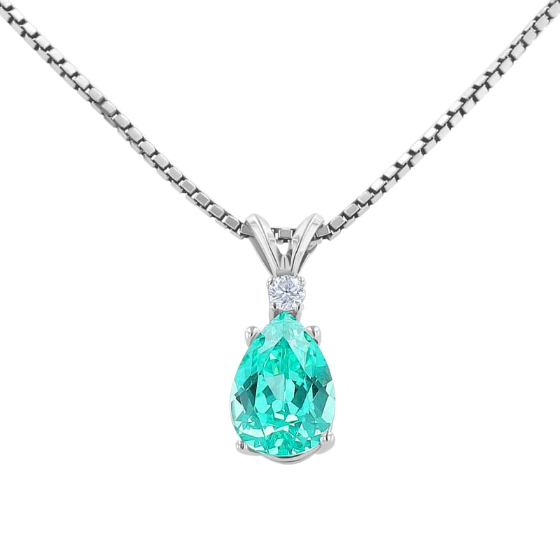 Zlatý prívesok s pear lab-grown paraiba turmalínom a diamantom Abilo