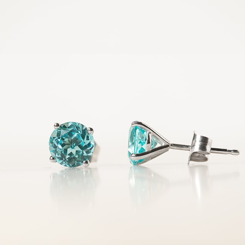 Zlaté náušnice s okrúhlym lab-grown paraiba turmalínom Eloa 136845