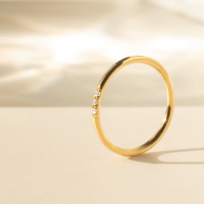 Strieborný prsteň s tromi lab-grown diamantmi Ega 139015