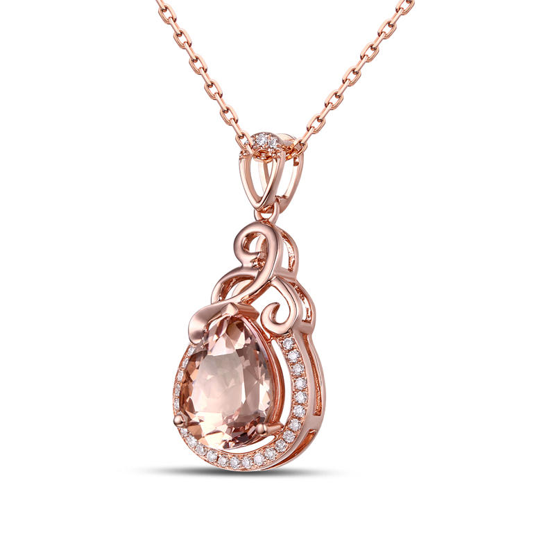 Zlatý náhrdelník s pear morganitom 17045