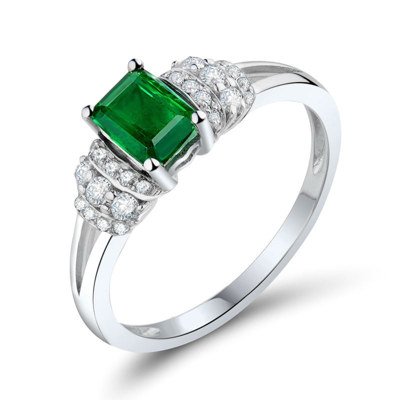 Zlatý prsteň s emerald smaragdom a diamantmi Lucan