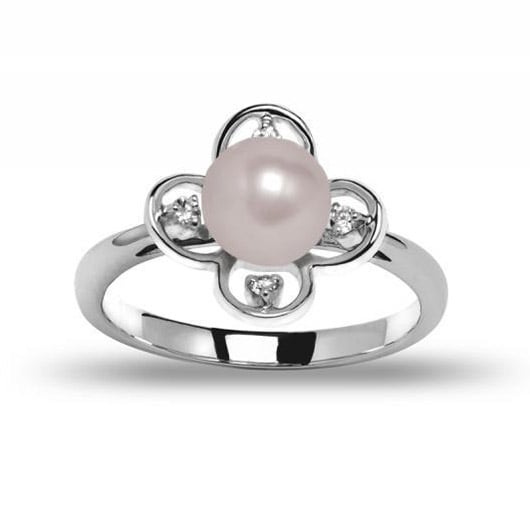 Perlový prsteň s diamantmi 24695