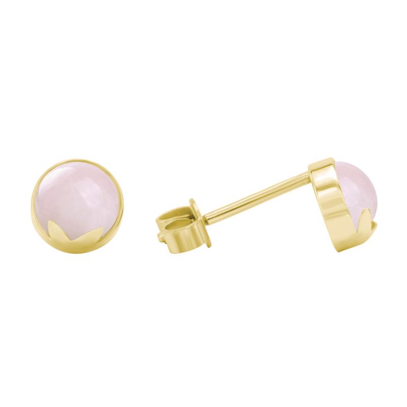 Cabochon ruženíny v zlatých náušnicích 41315