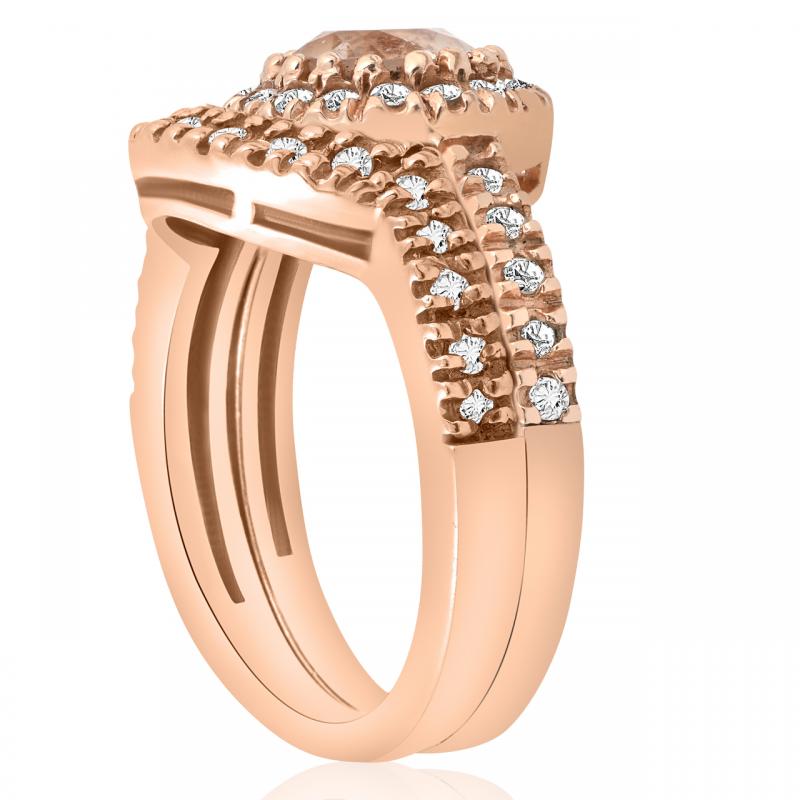 Wedding set z ružového zlata s morganitom 4375