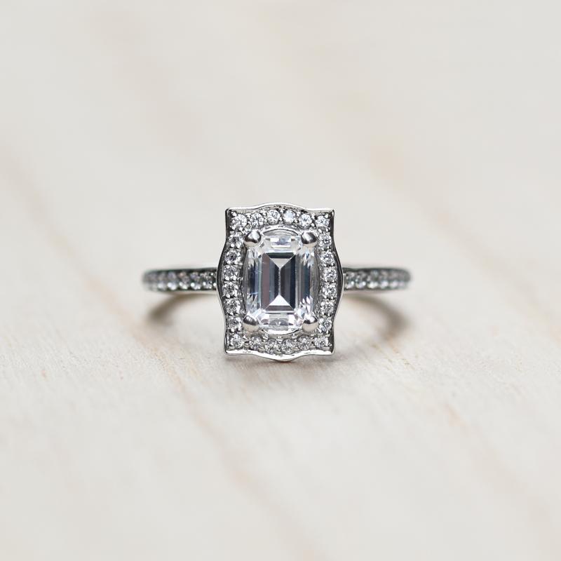 Halo prsteň s emerald diamantom 49665