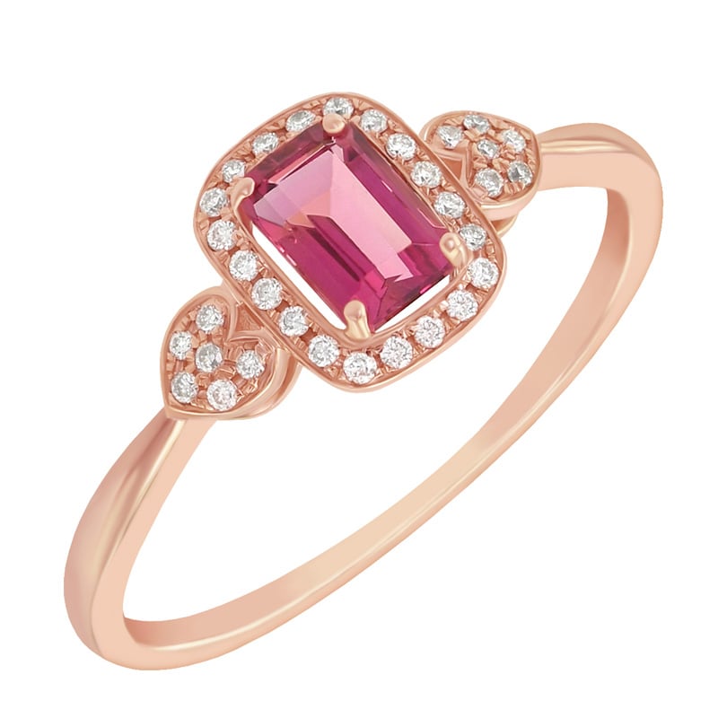 Zlatý prsteň s emerald turmalínom a diamantmi Davie 63555