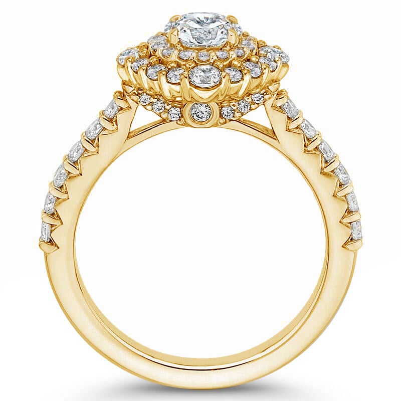 Zásnubný halo prsteň s diamantmi 68405
