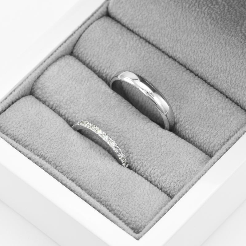 Dámsky eternity prsteň a pánska pologuľatá obrúčka 77055